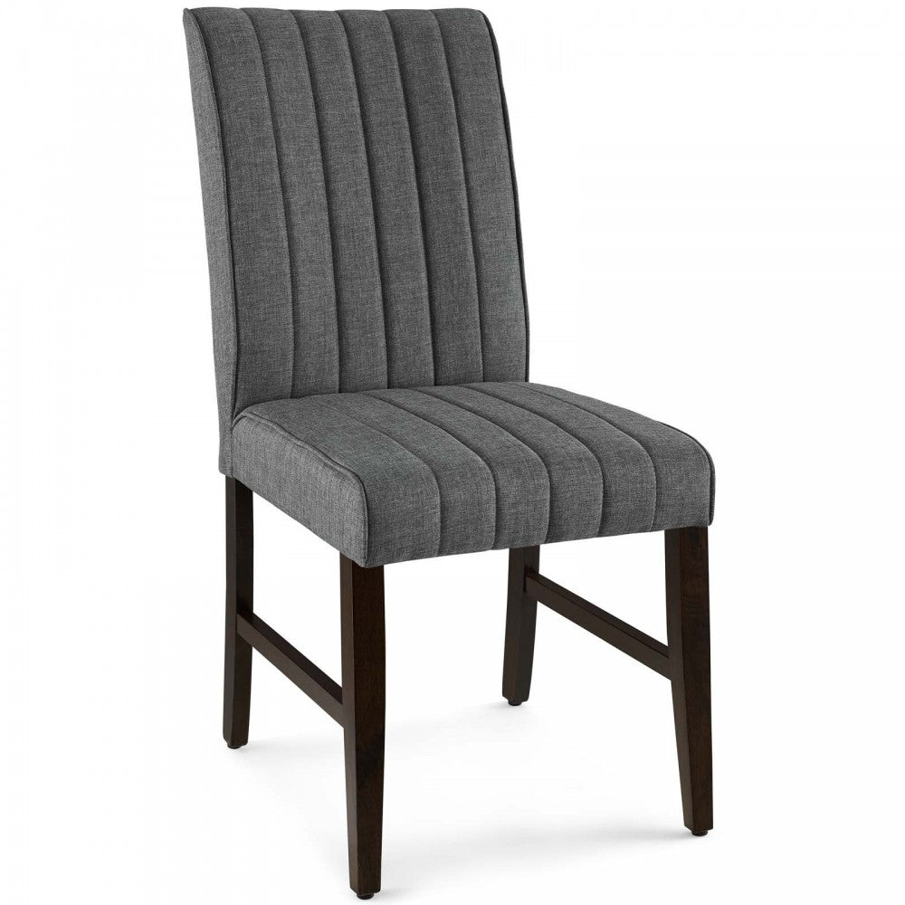 Motivate Channel Tufted Upholstered Fabric Dining Chair Set of 2, Gray