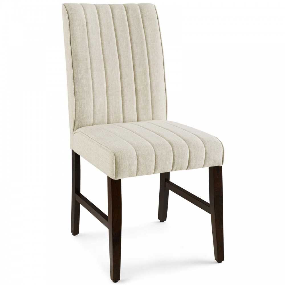 Motivate Channel Tufted Upholstered Fabric Dining Chair Set of 2, Beige