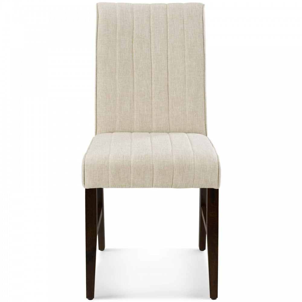 Motivate Channel Tufted Upholstered Fabric Dining Chair Set of 2, Beige