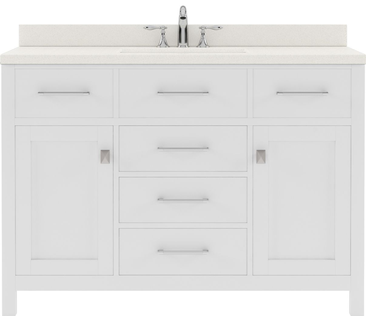 Caroline 48" Single Bath Vanity, White With Marble Top and Sink
