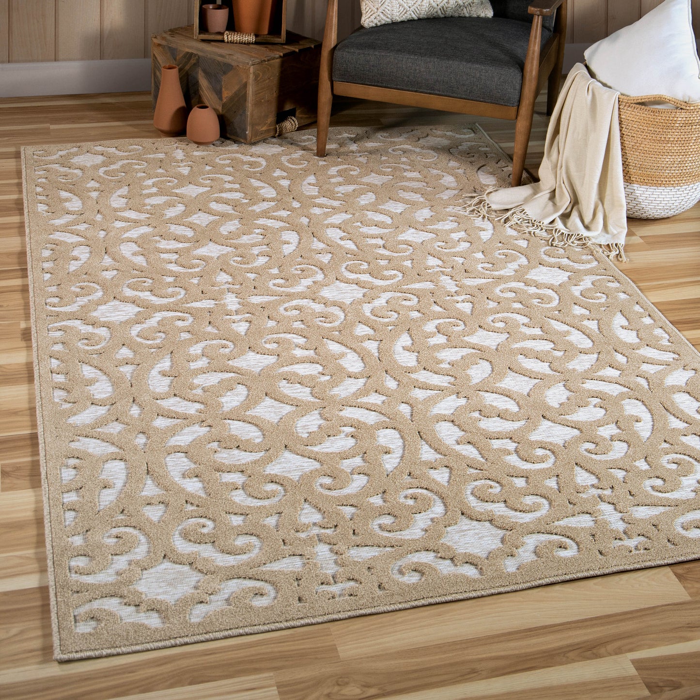 Orian Boucle' Seaborn Driftwood 62"X90"