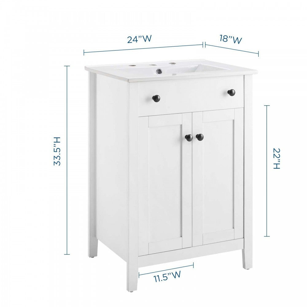 Nantucket 24" Bathroom Vanity, White White