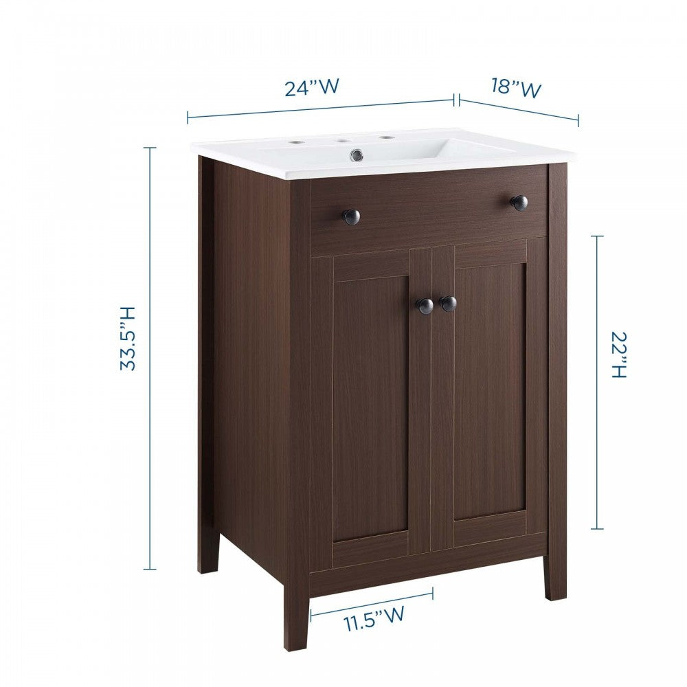 Nantucket 24" Bathroom Vanity, Walnut White
