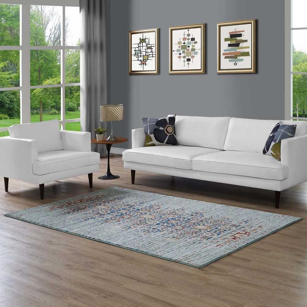 Naria Distressed Persian Medallion 5x8 Area Rug