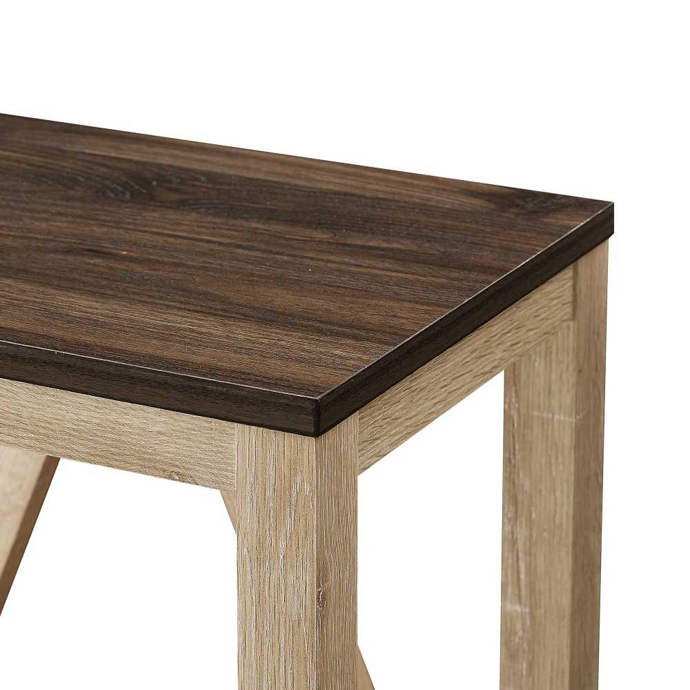 Narrow A Frame Side Table - Dark Walnut/White Oak
