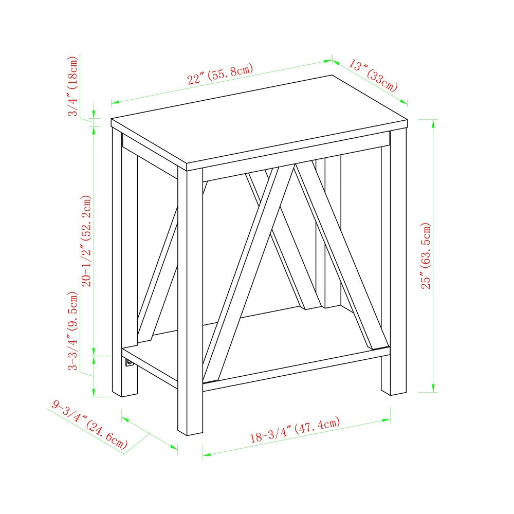 Narrow A Frame Side Table - Dark Walnut/White Oak