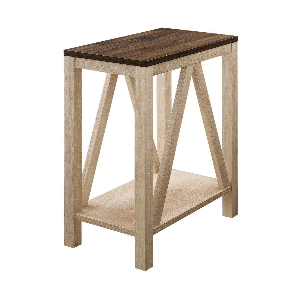 Narrow A Frame Side Table - Dark Walnut/White Oak