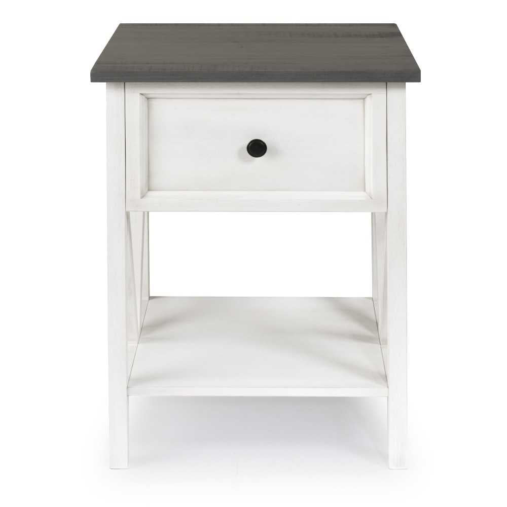 Natalee 19" 1 Drawer Wood Side Table - Gray/White Wash