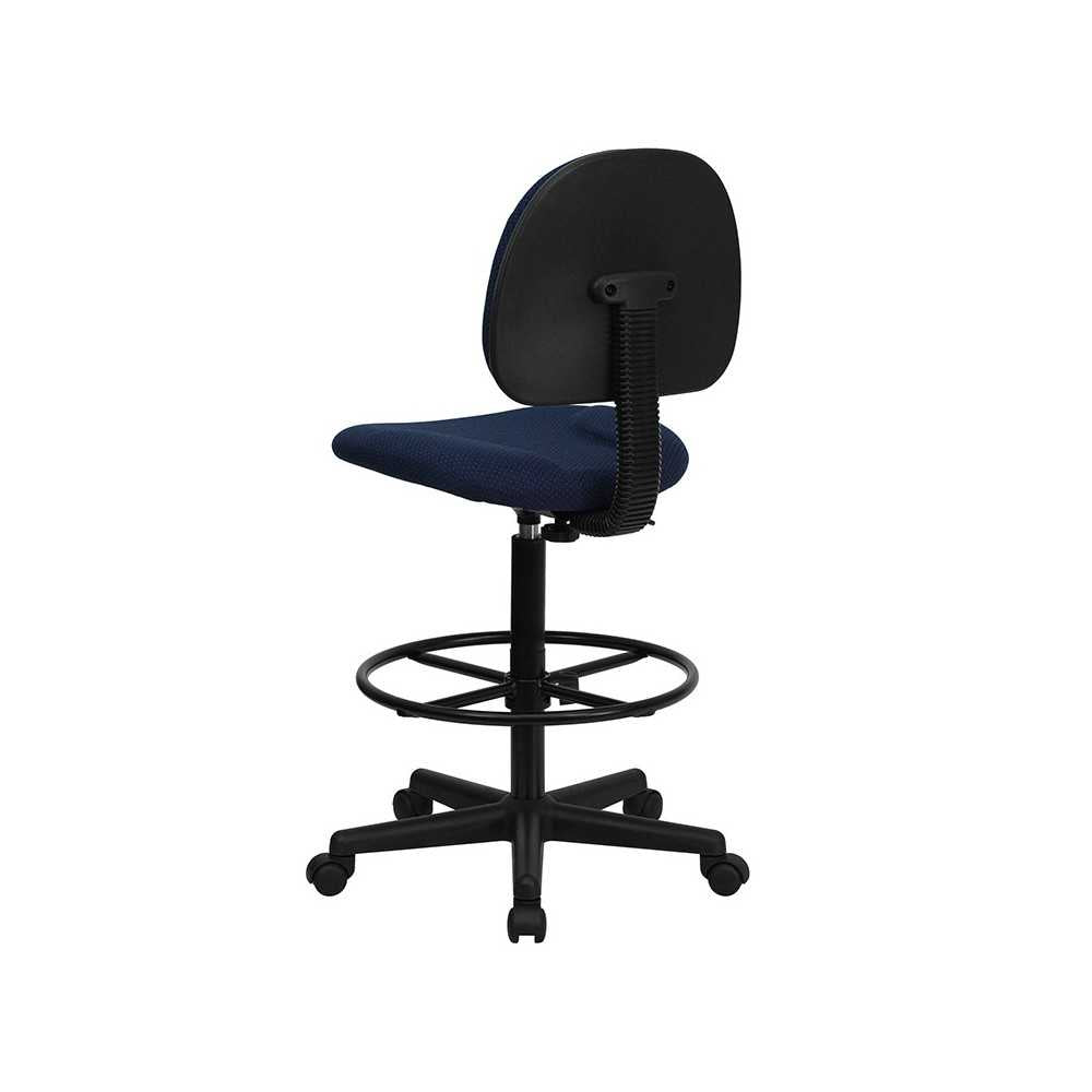 Navy Blue Patterned Fabric Drafting Chair (Cylinders: 22.5''-27''H or 26''-30.5''H)