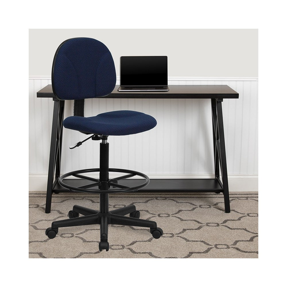 Navy Blue Patterned Fabric Drafting Chair (Cylinders: 22.5''-27''H or 26''-30.5''H)