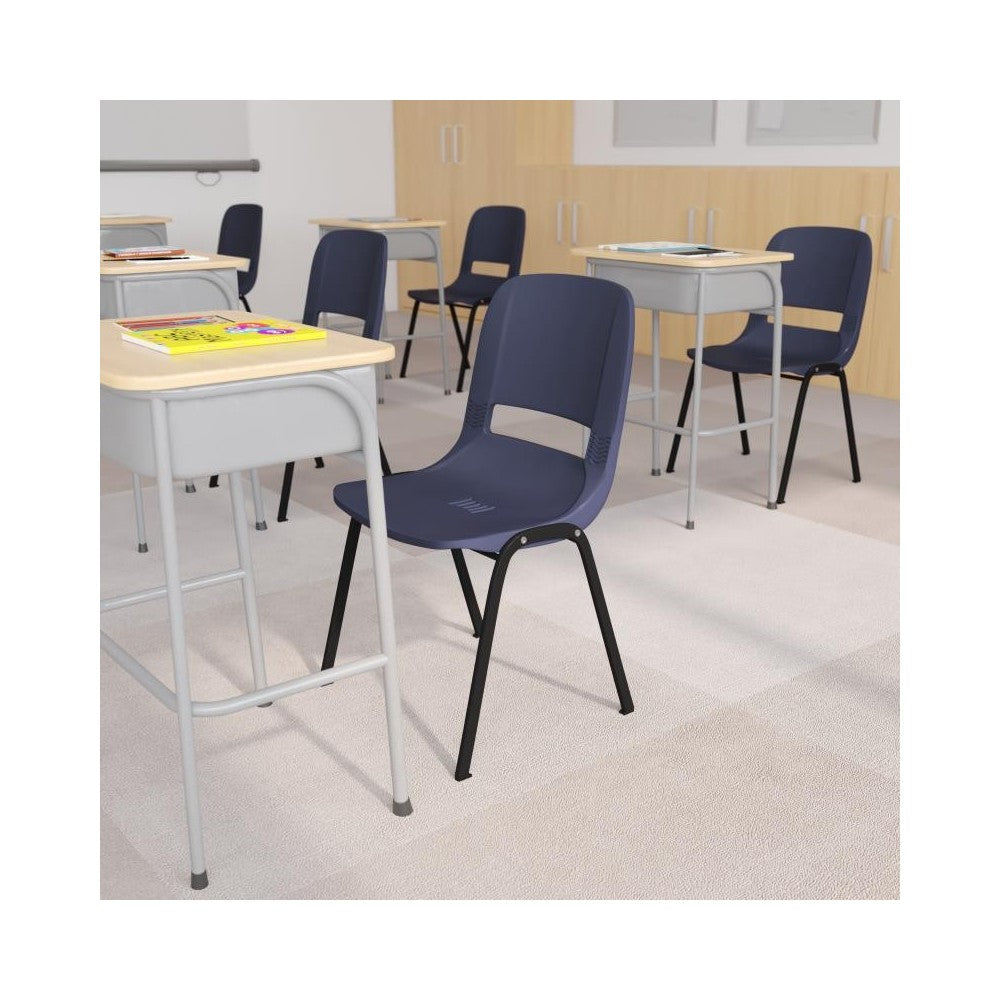 Navy Stack Chair-Black Frame