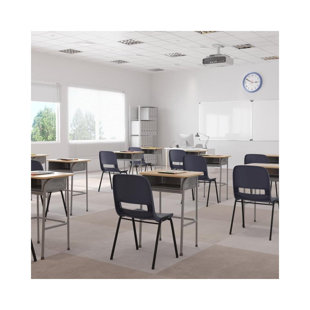 Navy Stack Chair-Black Frame