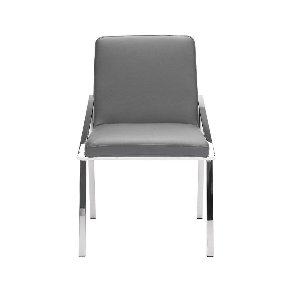 Nika Gray Naugahyde Dining Chair