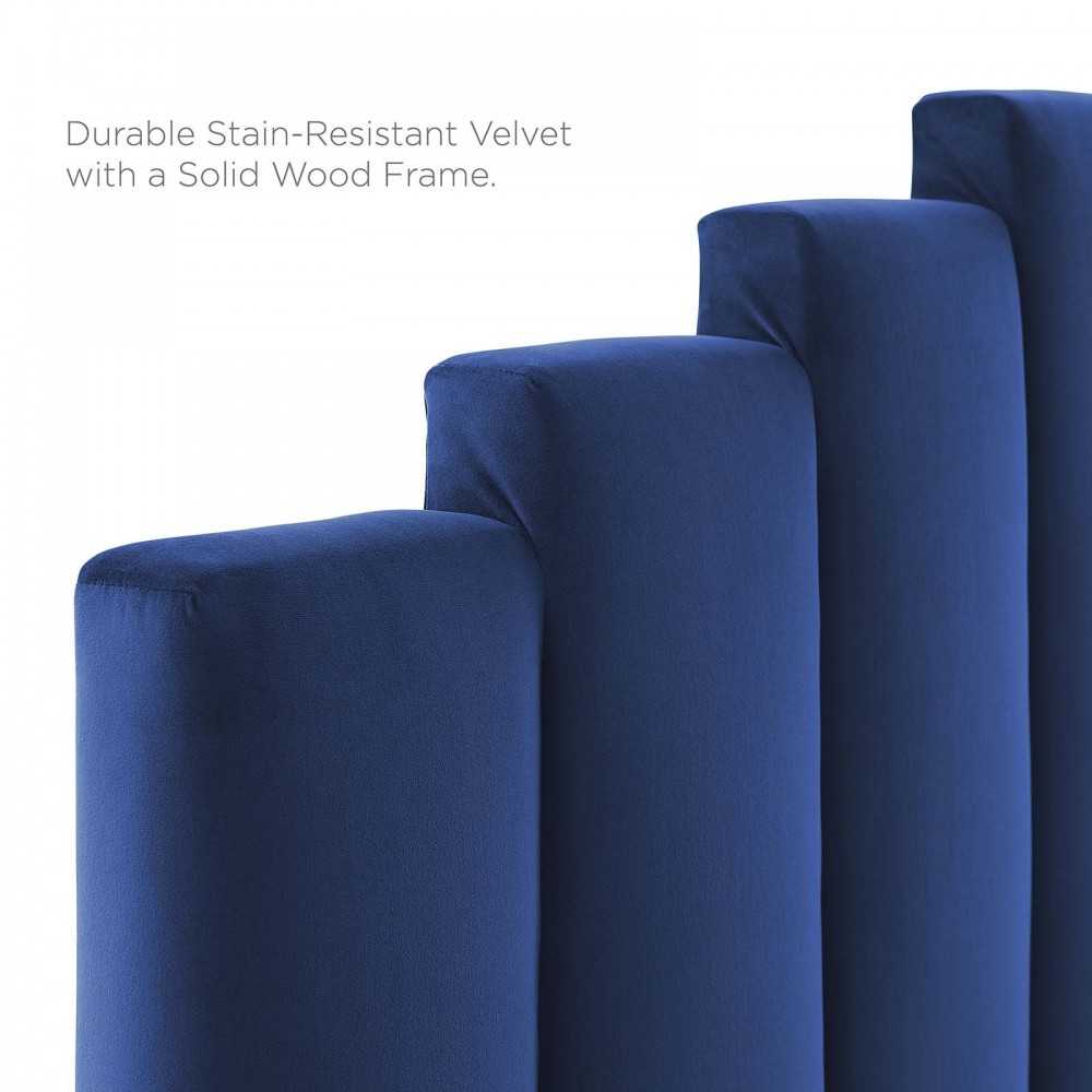 Noelle Performance Velvet King/California King Headboard, Navy