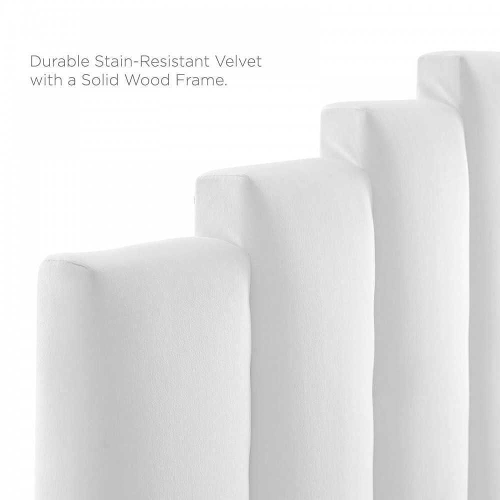 Noelle Performance Velvet King/California King Headboard, White