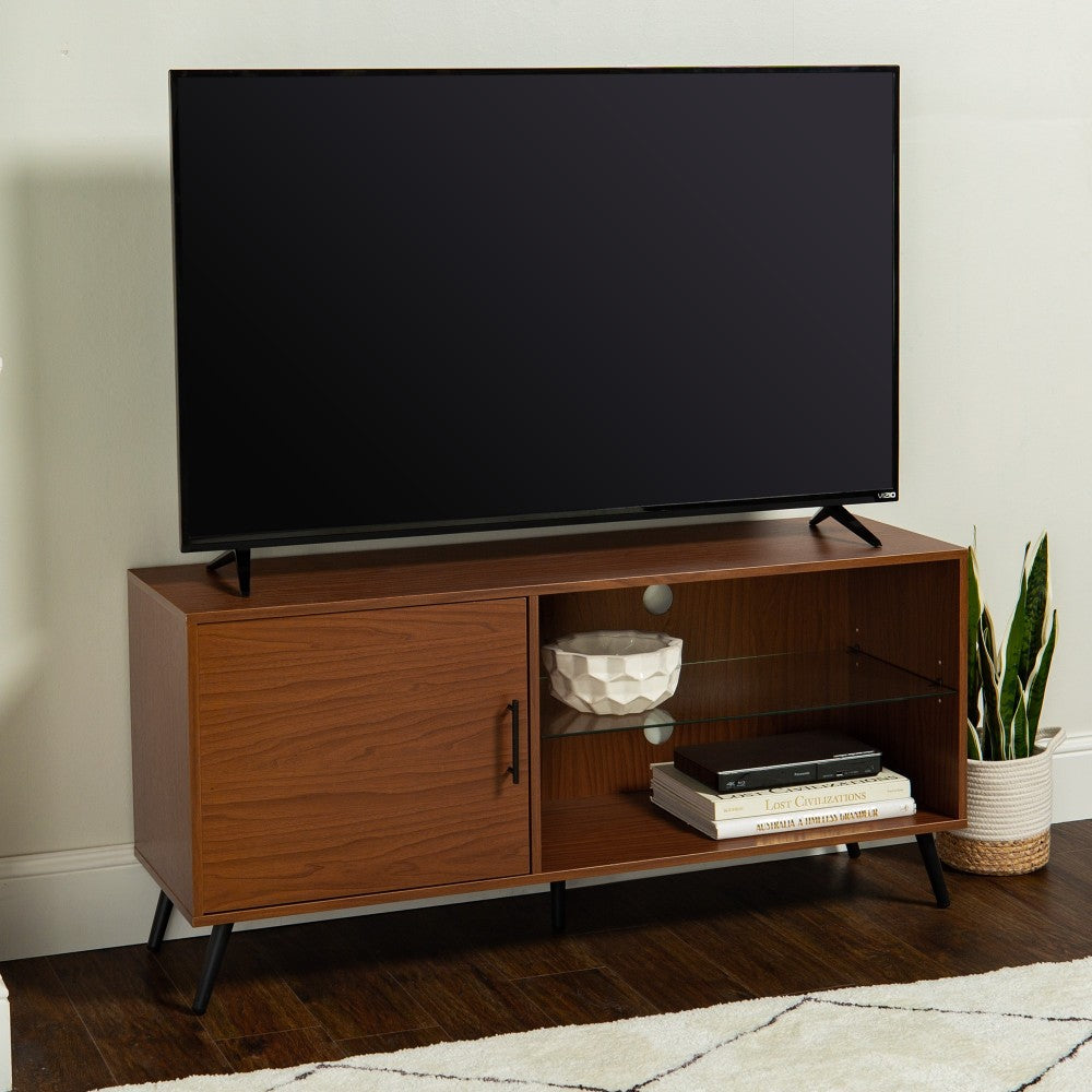 Nora 52" Mid Century Modern 1 Door Wood TV Stand - Pecan