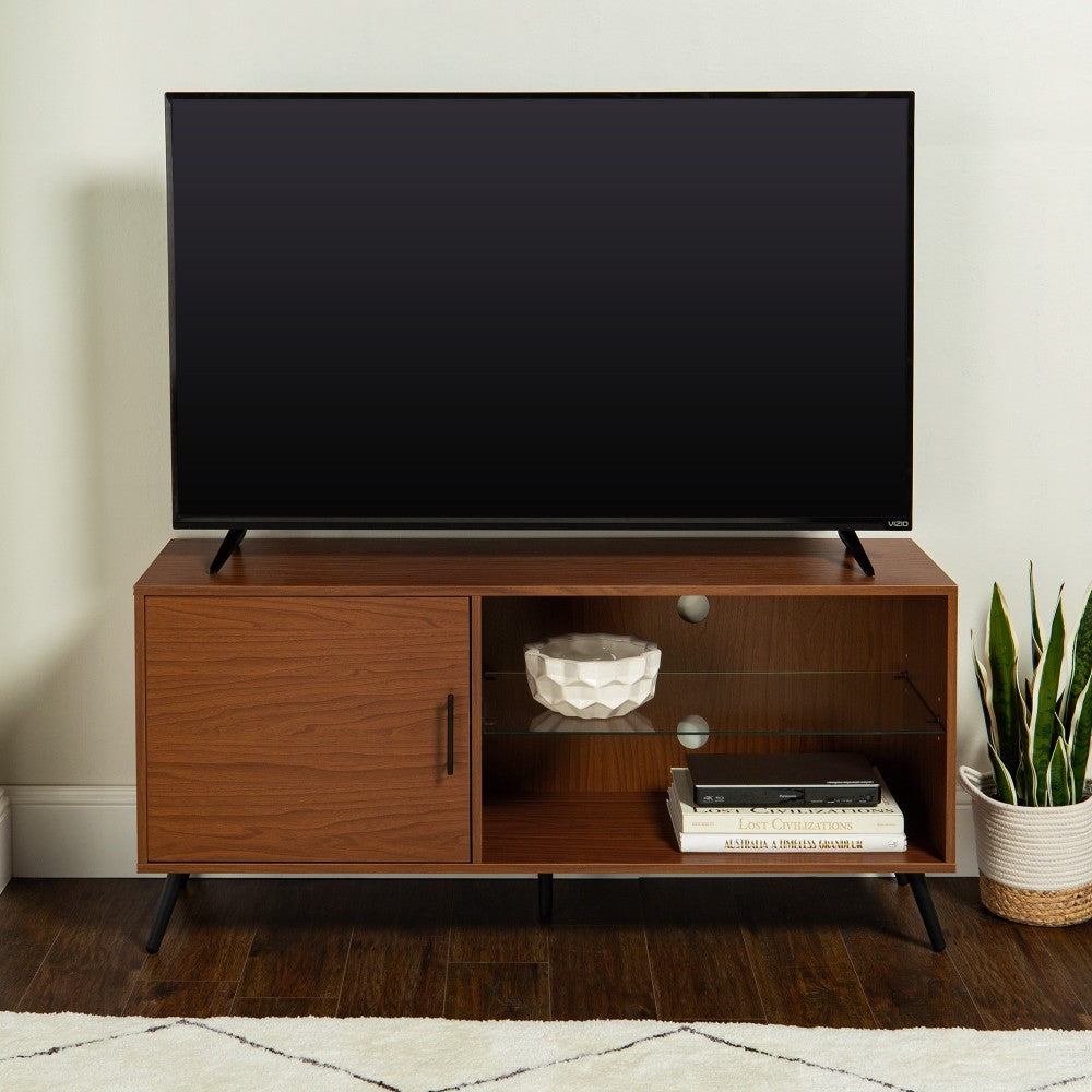 Nora 52" Mid Century Modern 1 Door Wood TV Stand - Pecan