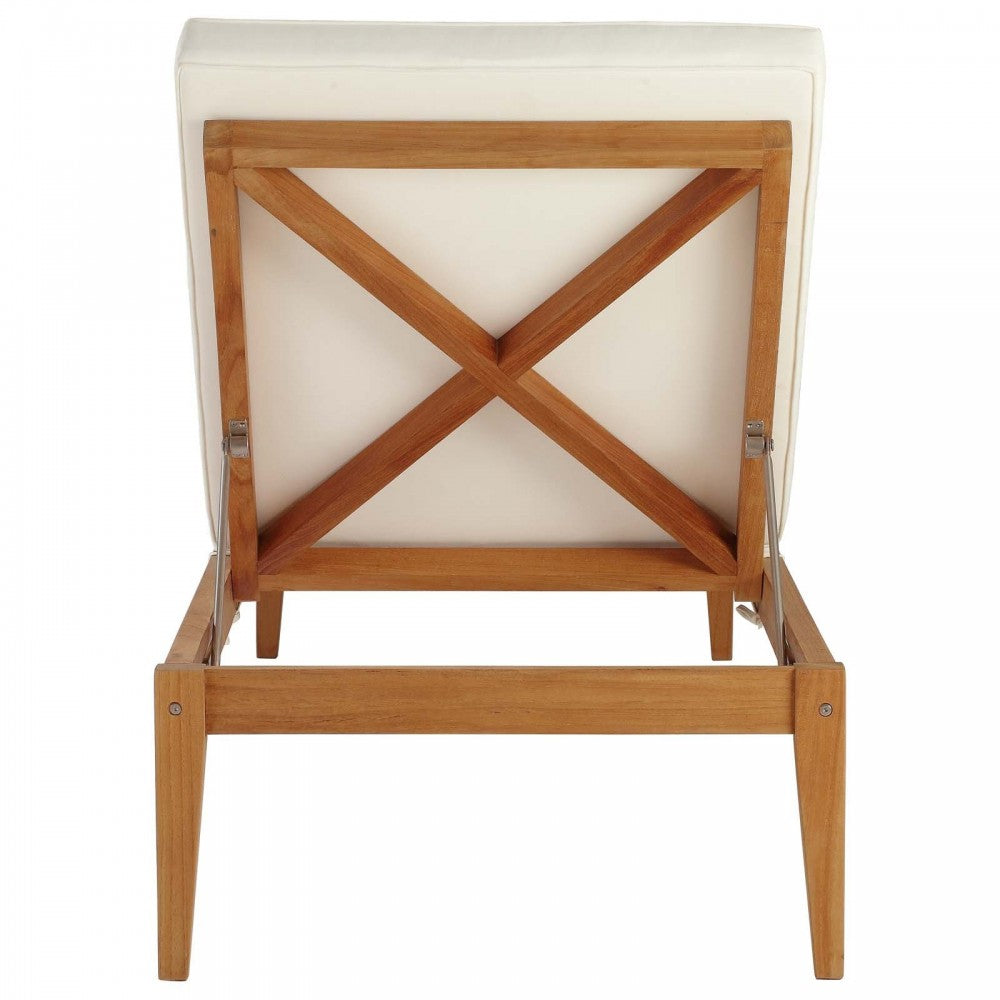 Northlake 3 Piece Outdoor Patio Premium Grade A Teak Wood Set, Natural White, EEI-3626-NAT-WHI-SET