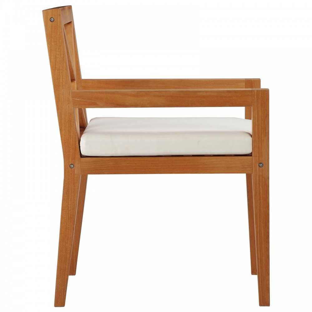 Northlake 7 Piece Outdoor Patio Premium Grade A Teak Wood Set, Natural White, EEI-3631-NAT-WHI-SET