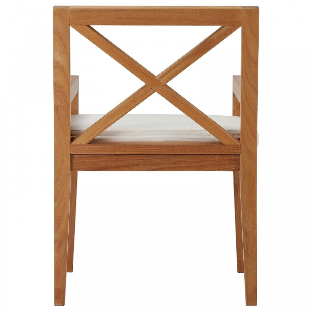 Northlake 7 Piece Outdoor Patio Premium Grade A Teak Wood Set, Natural White, EEI-3631-NAT-WHI-SET