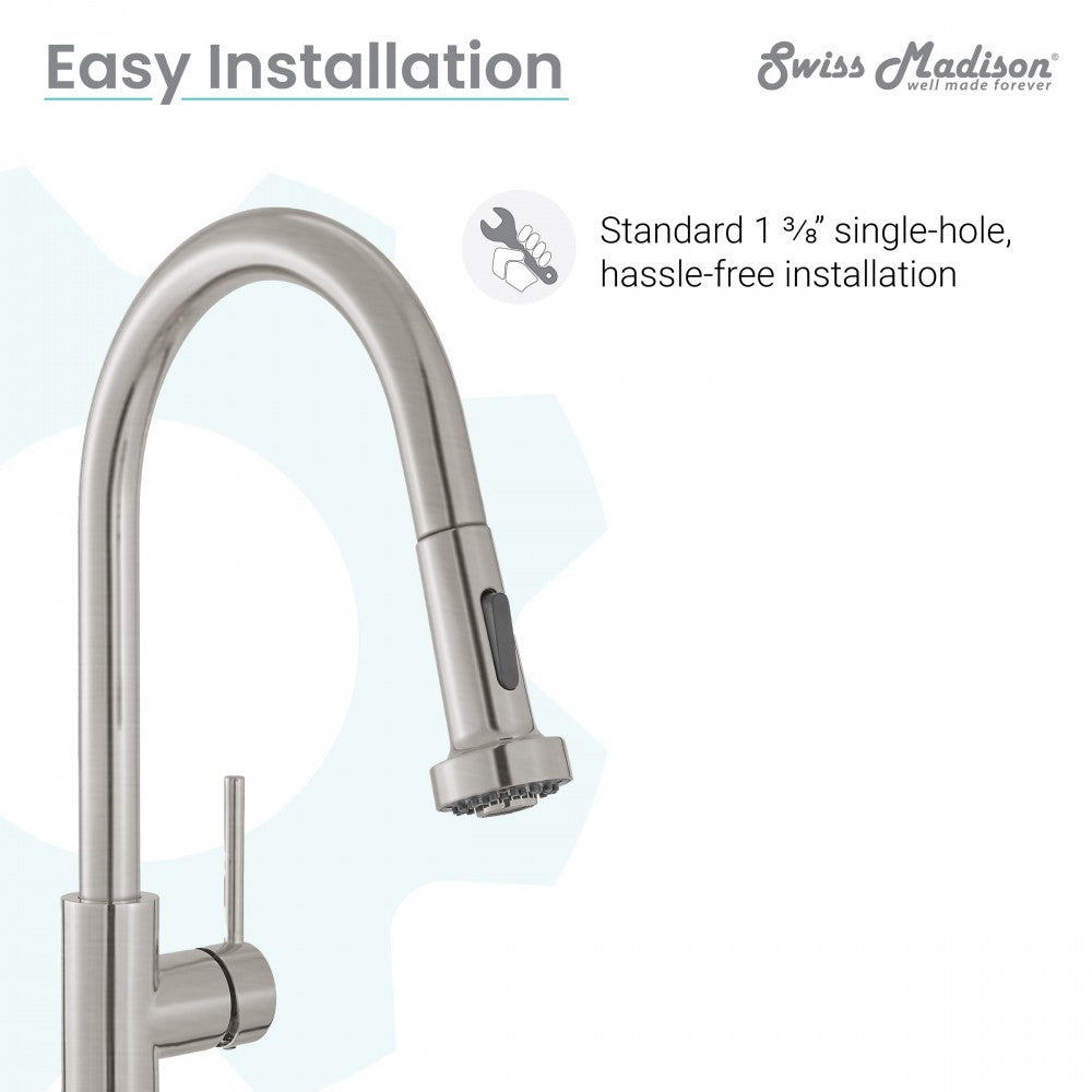 Nouvet Single Handle, Pull-Down Kitchen Faucet in Brushed Nickel
