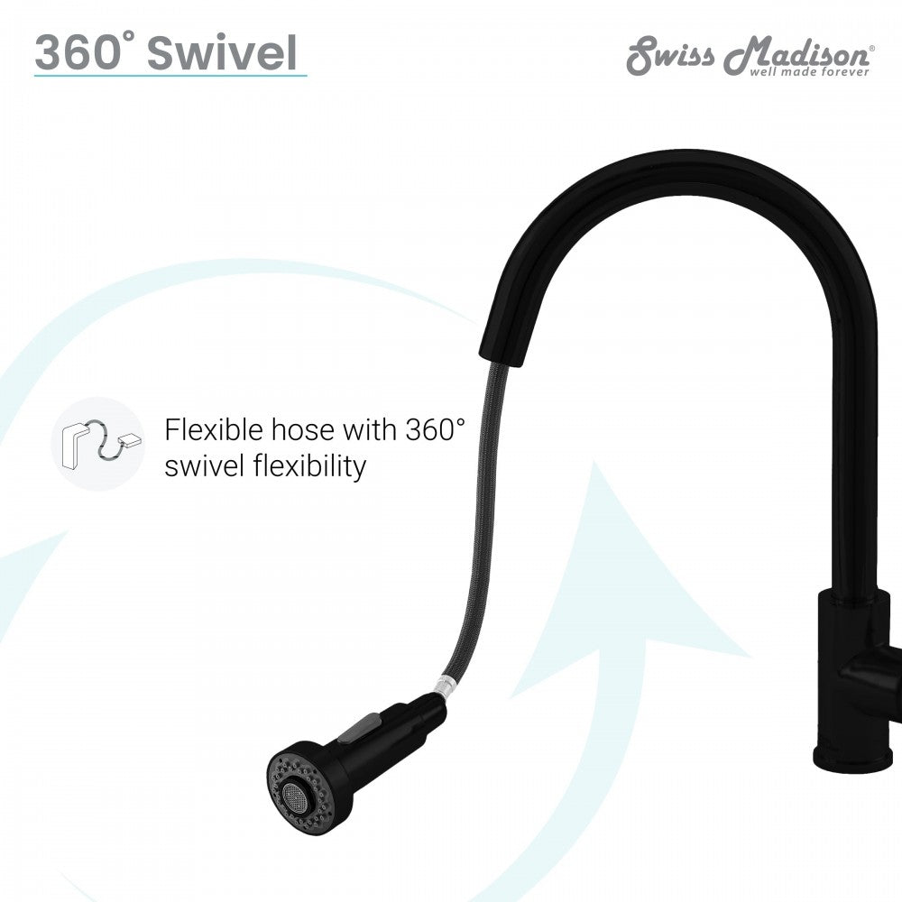 Nouvet Single Handle, Pull-Down Kitchen Faucet in Matte Black
