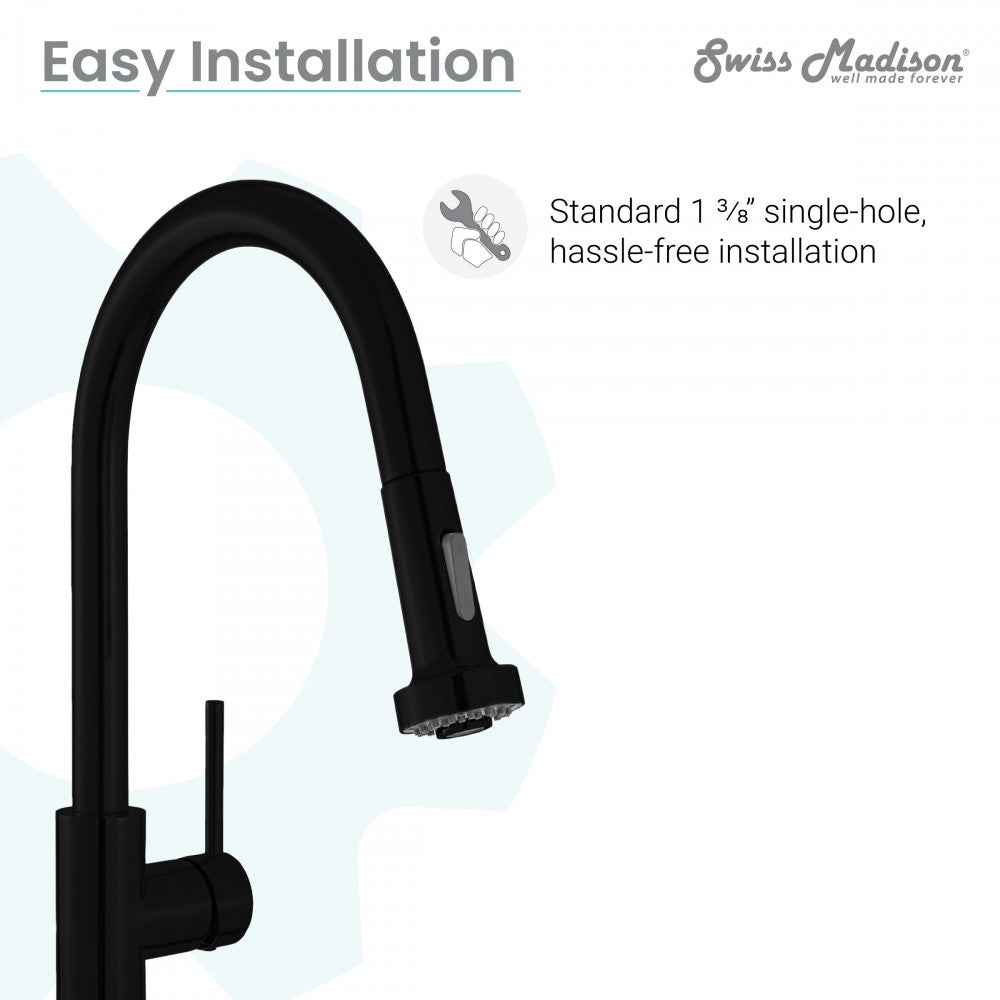Nouvet Single Handle, Pull-Down Kitchen Faucet in Matte Black