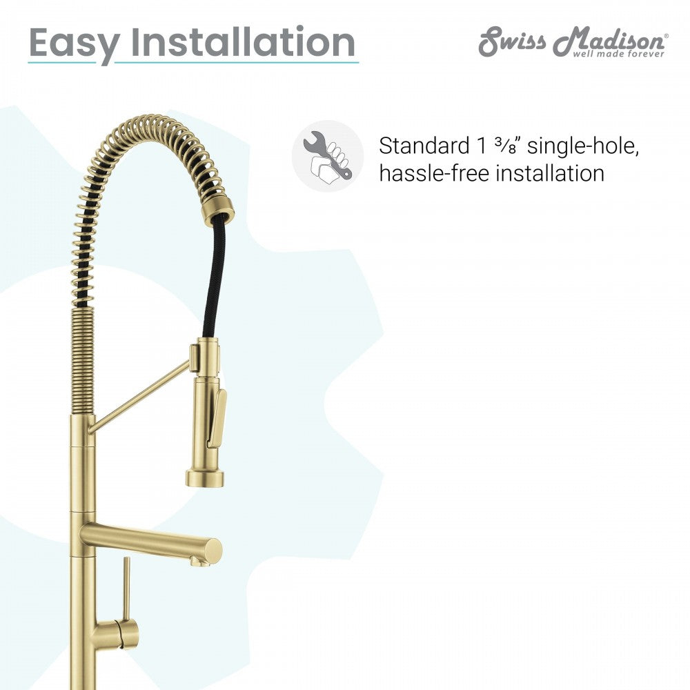Nouvet Single Handle, Pull-Down Kitchen Faucet with Pot Filler in Brushed Gold