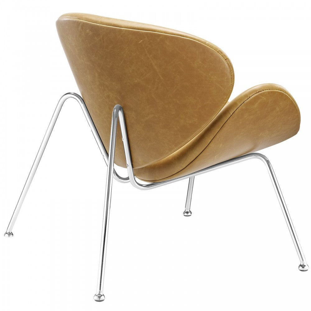Nutshell Upholstered Vinyl Lounge Chair, Tan