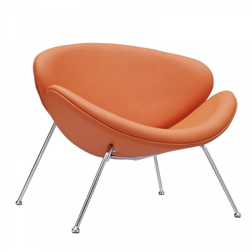 Nutshell Upholstered Vinyl Lounge Chair, Orange
