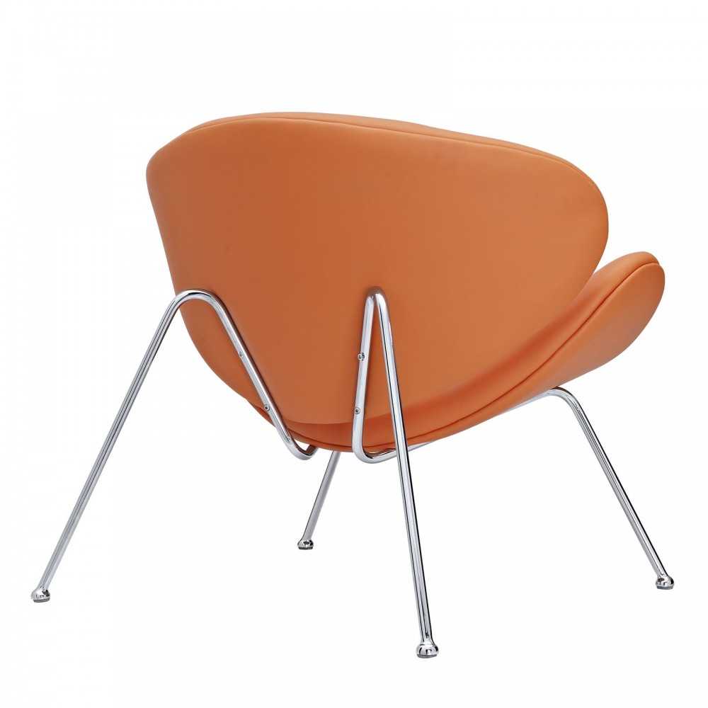 Nutshell Upholstered Vinyl Lounge Chair, Orange