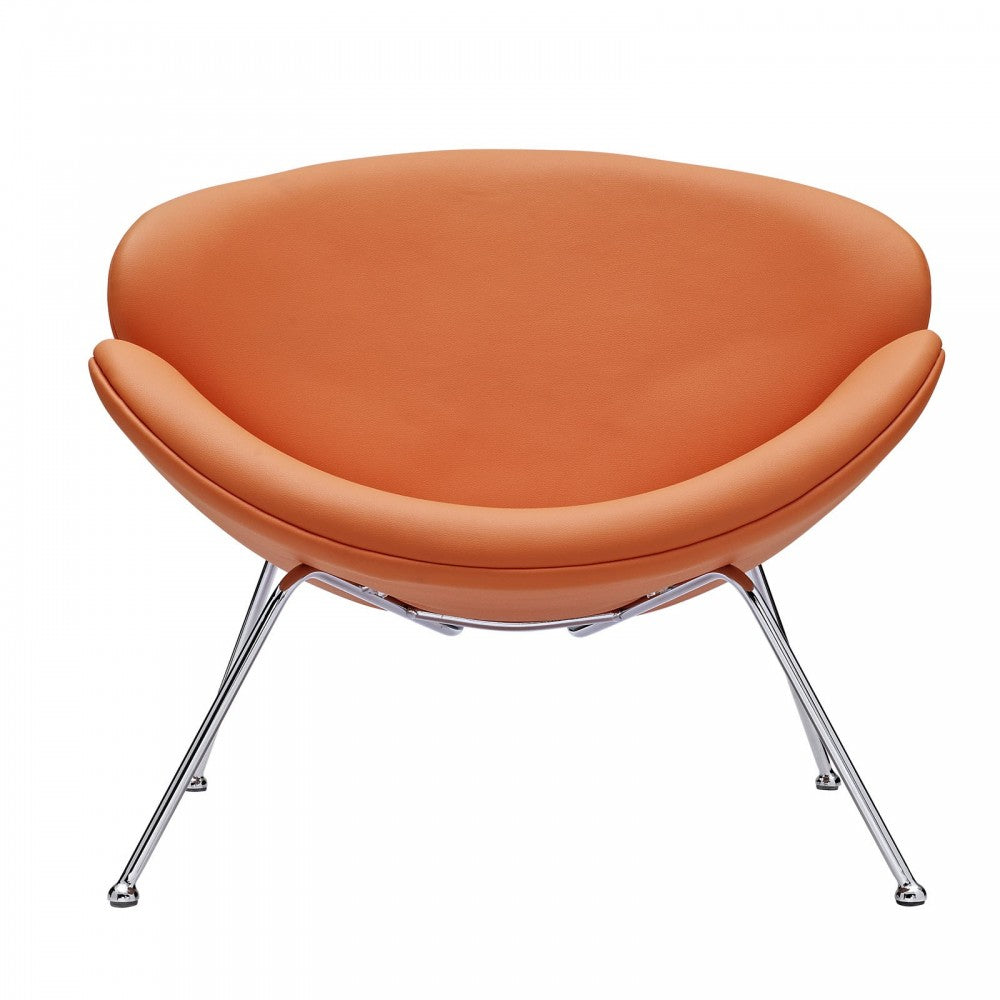 Nutshell Upholstered Vinyl Lounge Chair, Orange