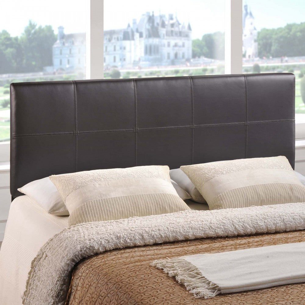 Oliver Queen Upholstered Vinyl Headboard, Brown