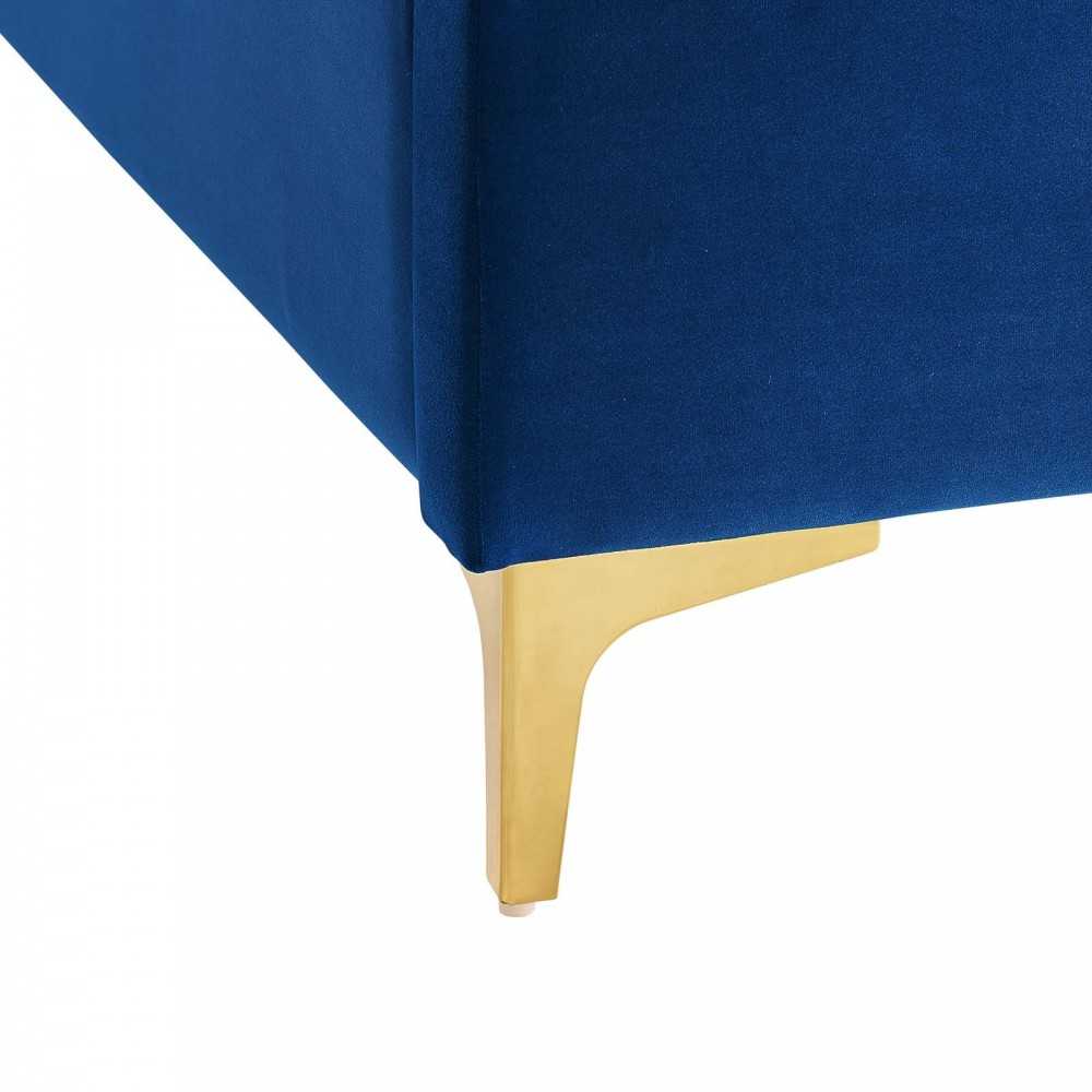 Olivia Queen Performance Velvet Platform Bed, Navy