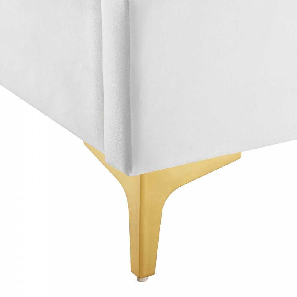 Olivia Queen Performance Velvet Platform Bed, White