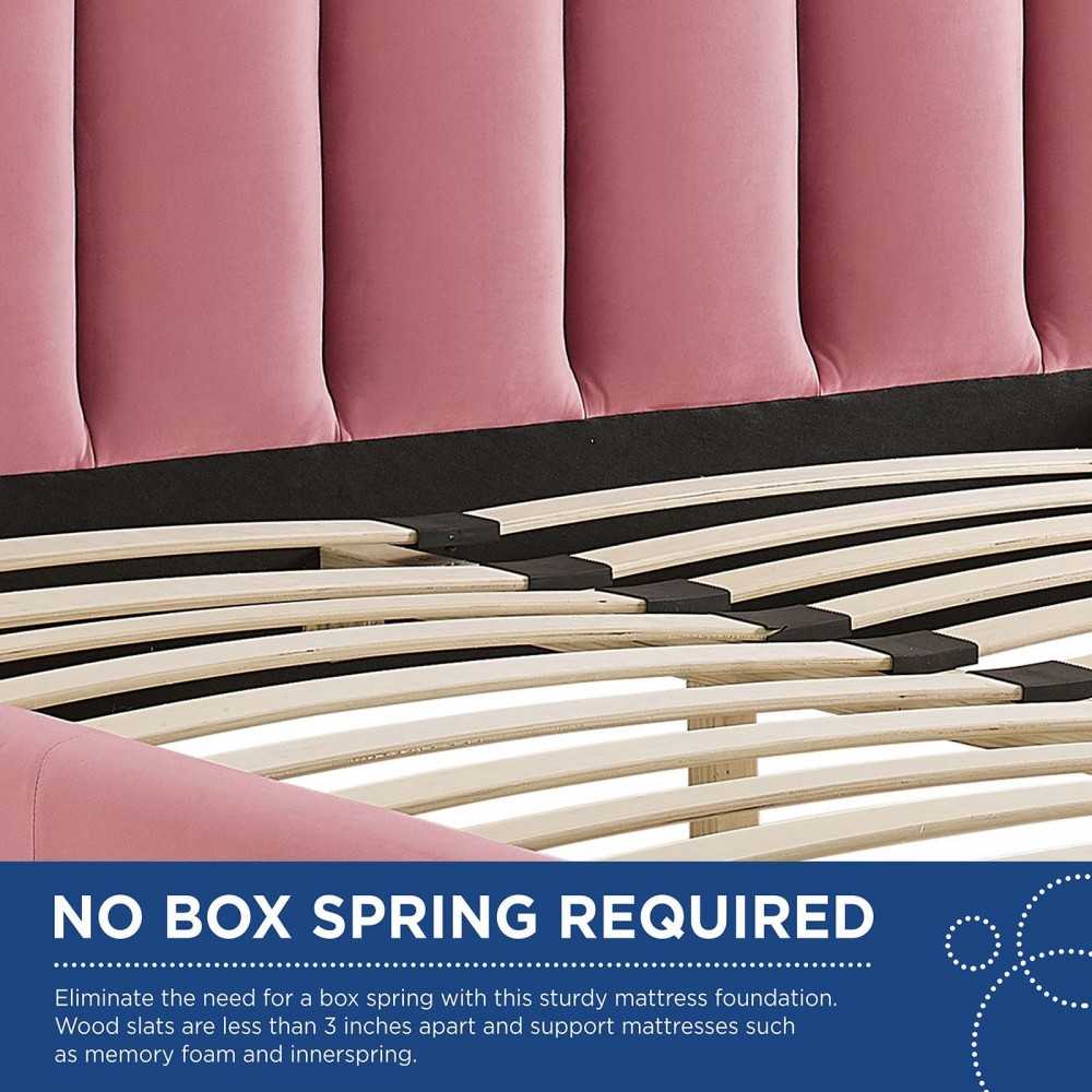 Olivia Queen Performance Velvet Platform Bed, Dusty Rose