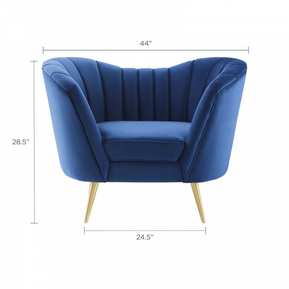 Opportunity Performance Velvet Armchair, Navy