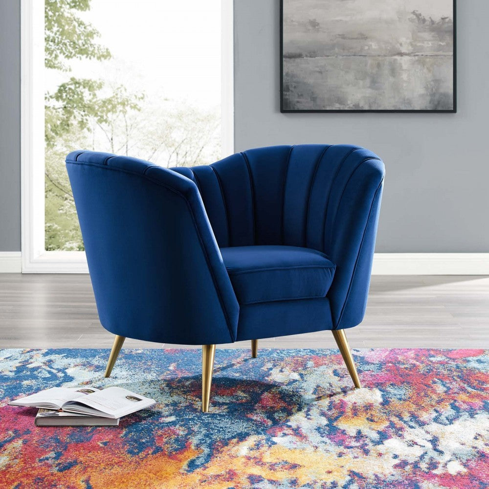 Opportunity Performance Velvet Armchair, Navy