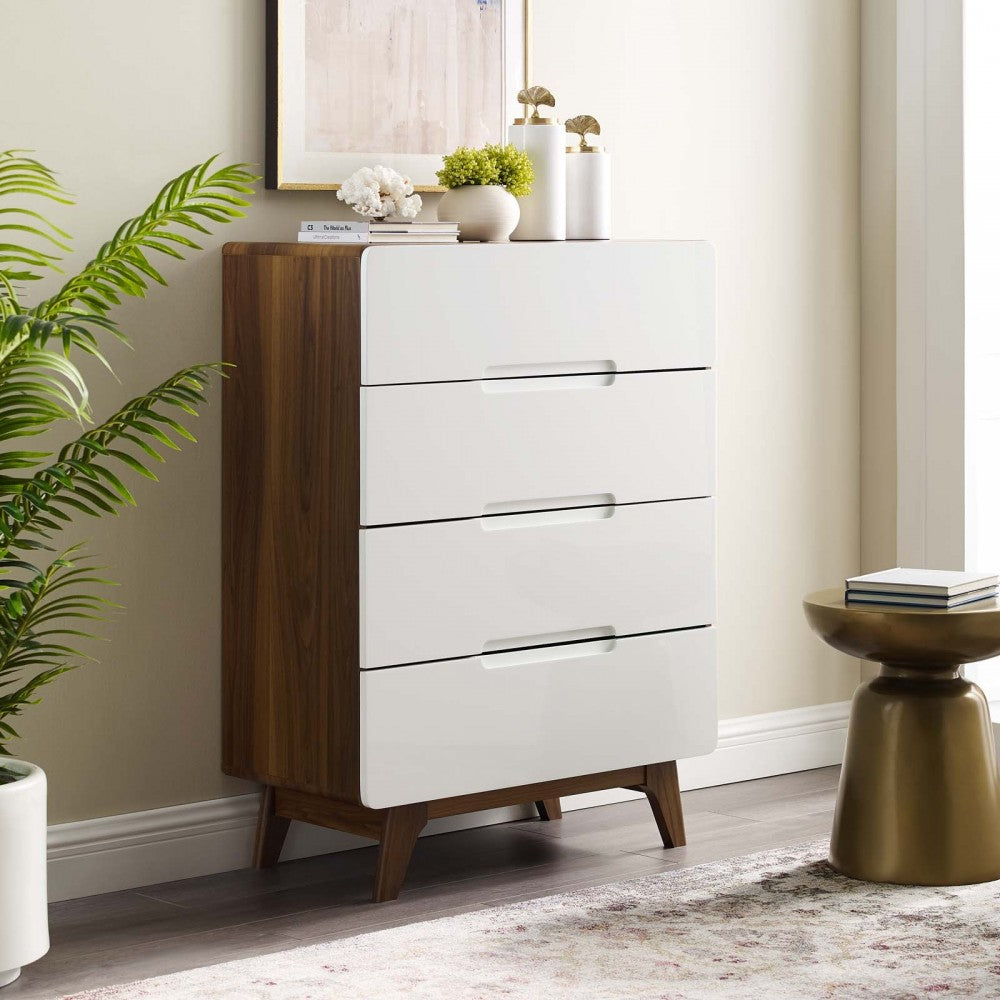 Origin Four-Drawer Chest or Stand, Walnut White