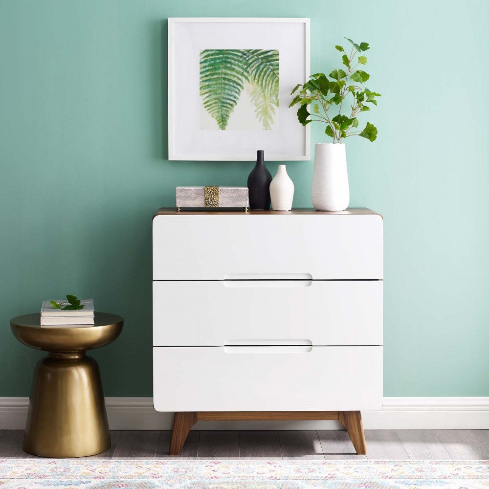 Origin Three-Drawer Chest or Stand, Walnut White