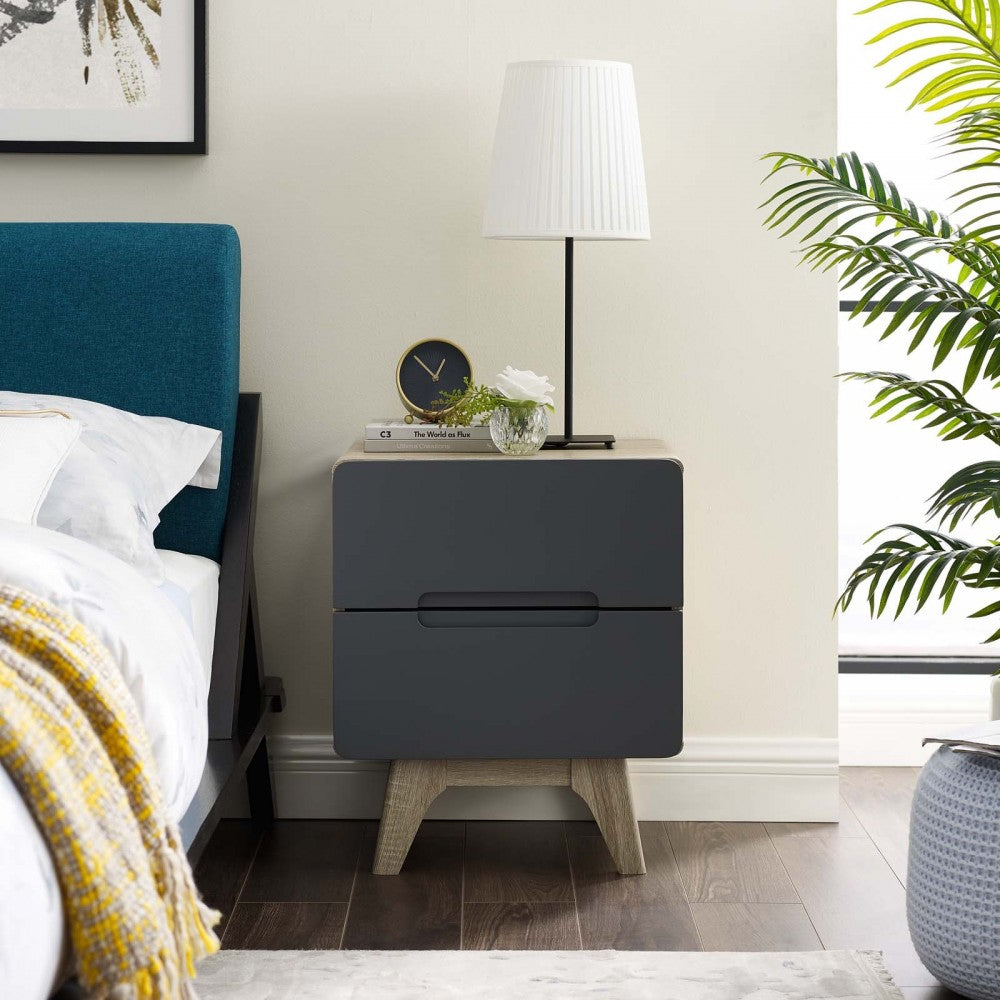Origin Wood Nightstand or End Table, Natural Gray