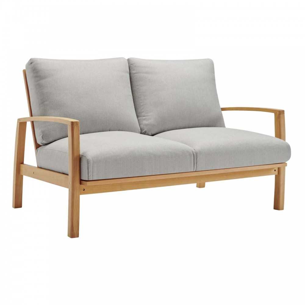 Orlean 3 Piece Outdoor Patio Eucalyptus Wood Set, Natural Light Gray, EEI-3830-NAT-LGR-SET