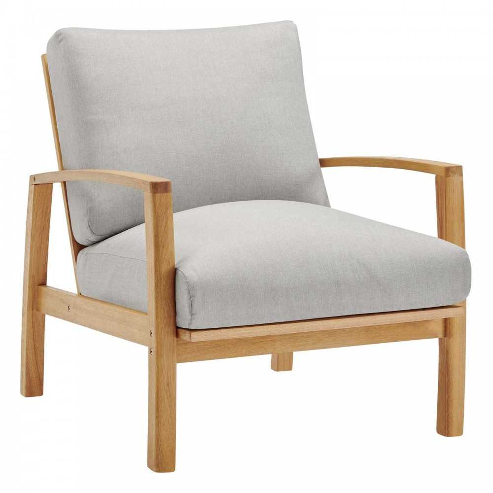 Orlean 4 Piece Outdoor Patio Eucalyptus Wood Set, Natural Light Gray, EEI-3831-NAT-LGR-SET