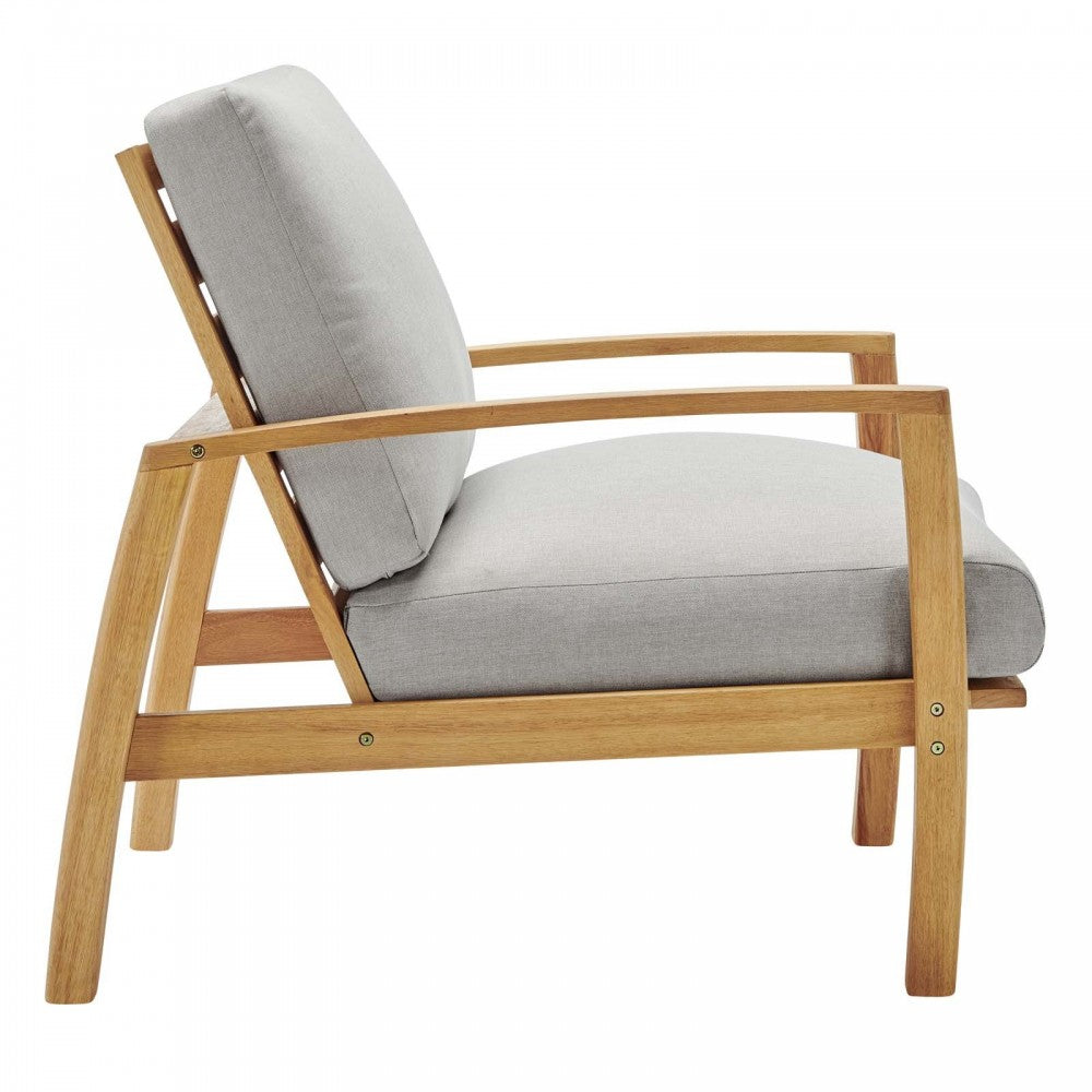 Orlean 4 Piece Outdoor Patio Eucalyptus Wood Set, Natural Light Gray, EEI-3817-NAT-LGR-SET