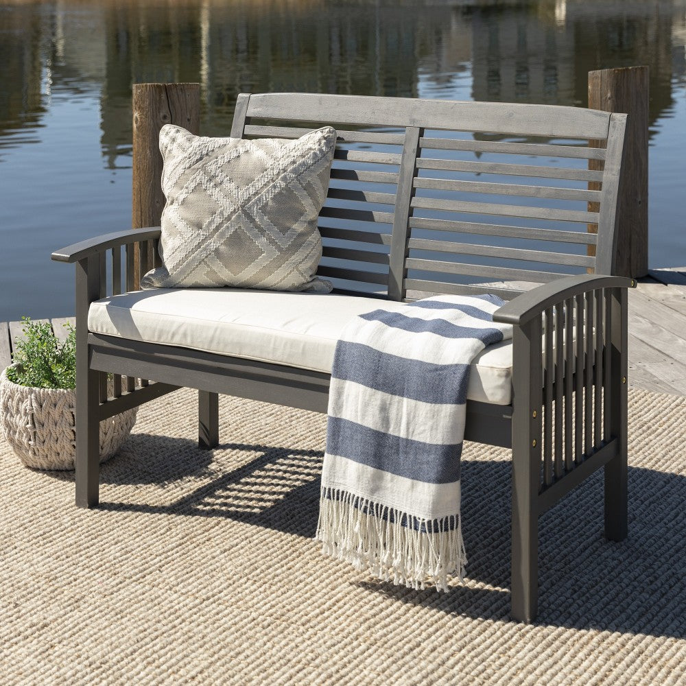 Outdoor Love Seat with Cushion - Gray Wash