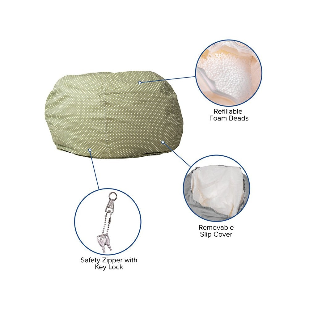 Oversized Green Dot Bean Bag Chair for Kids and Adults