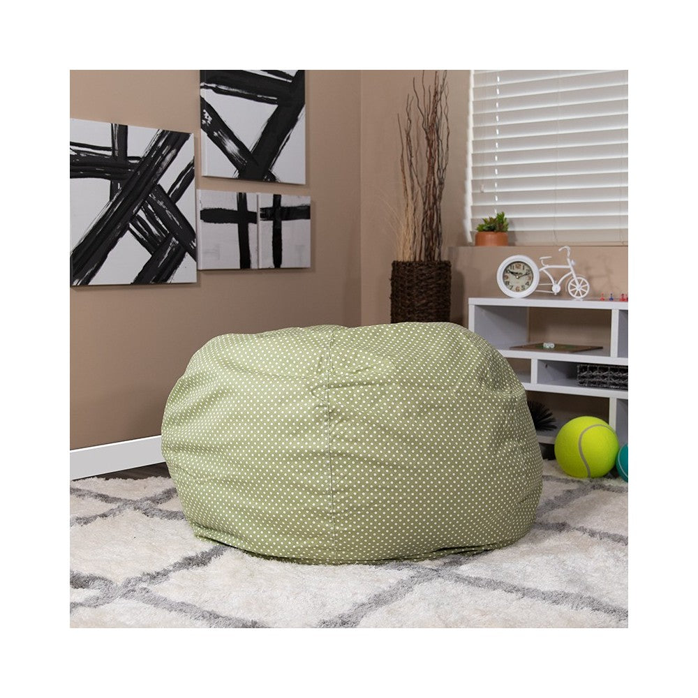 Oversized Green Dot Bean Bag Chair for Kids and Adults