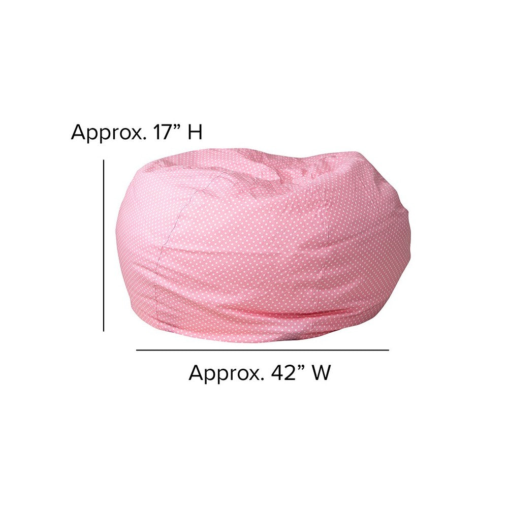 Oversized Light Pink Dot Bean Bag Chair for Kids and Adults