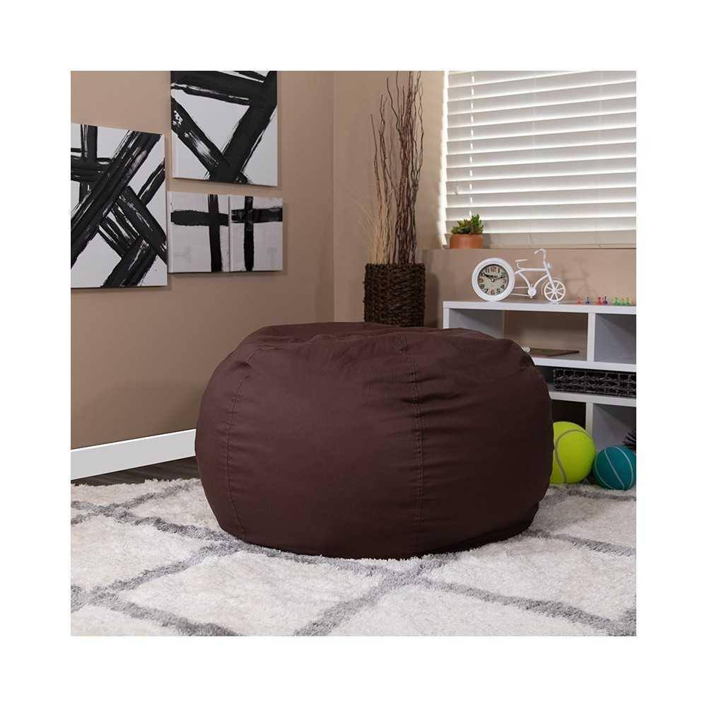 Oversized Solid Brown Bean Bag Chair for Kids and Adults