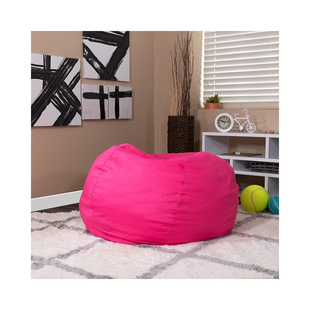 Oversized Solid Hot Pink Bean Bag Chair for Kids and Adults